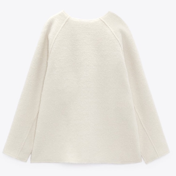 Zara Round Neck Long Sleeve Oversized Bouclé Sweatshirt Sz:S - Picture 9 of 10